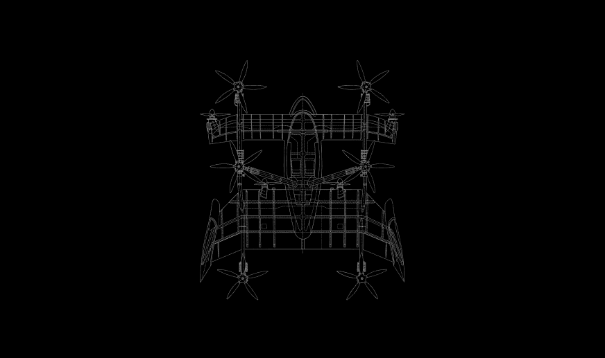 The Atva airframe drawn as a general-arrangement wireframe
