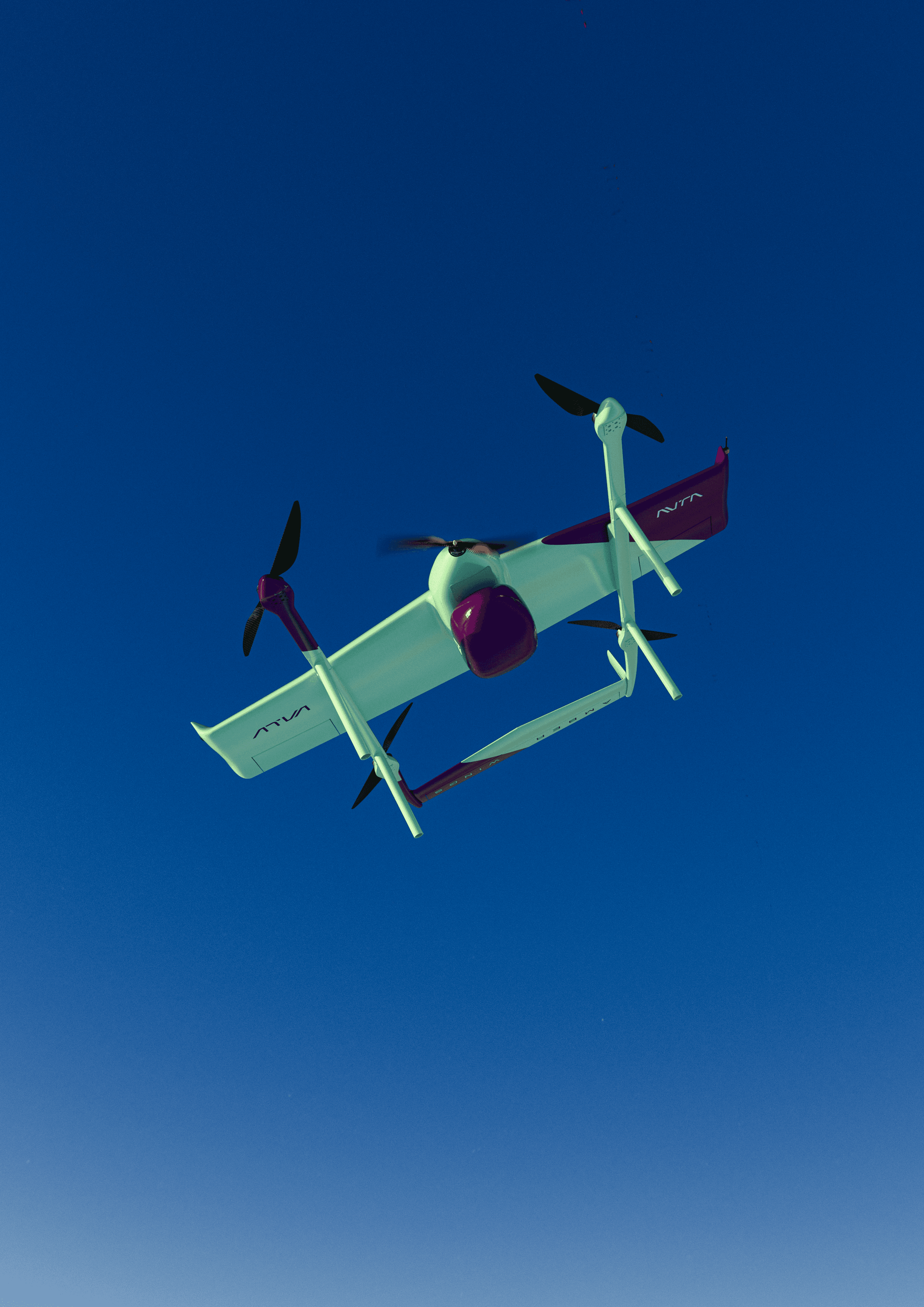 The Atva-1 cargo drone on its stand at the Amber Wings launch